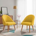 Ver imagem 1 de Kit 02 Poltrona Cadeira para Sala Orgânica Curva Redonda Confortável Reforçada Recepção Suede Amarel