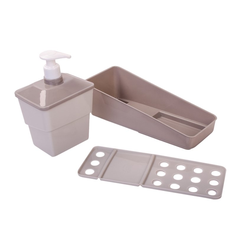 Conjunto Dispenser Porta Detergente Esponja e Porta Sabão - 5