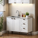 Ver imagem 1 de Balcão Cozinha 120cm 2PTS 3GAV Conecta Frizz Branco s/Tpo