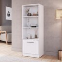 Ver imagem 2 de Estante para Livros com 5 Prateleiras 1 Porta e Compartimento Oculto LK130 Branco - Art In Móveis