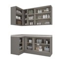 Ver imagem 7 de Lavanderia Modulada 05 Peças 100% MDF com Balcão e Aéreo Canto Reto e Tampo Cinza/Calcare Emilly