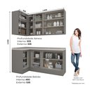 Ver imagem 3 de Lavanderia Modulada 05 Peças 100% MDF com Balcão e Aéreo Canto Reto e Tampo Cinza/Calcare Emilly