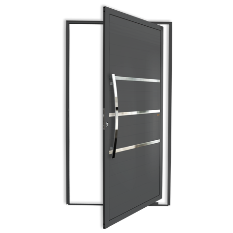 Porta Pivotante Alumínio Lambril Evolution c/Puxador e.Cinza 120 Brimak