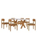 Ver imagem 2 de Sala de Jantar Mesa Star Tampo Laqueado e 6 Cadeiras Ambar/laq Off/cinam. Imbuia