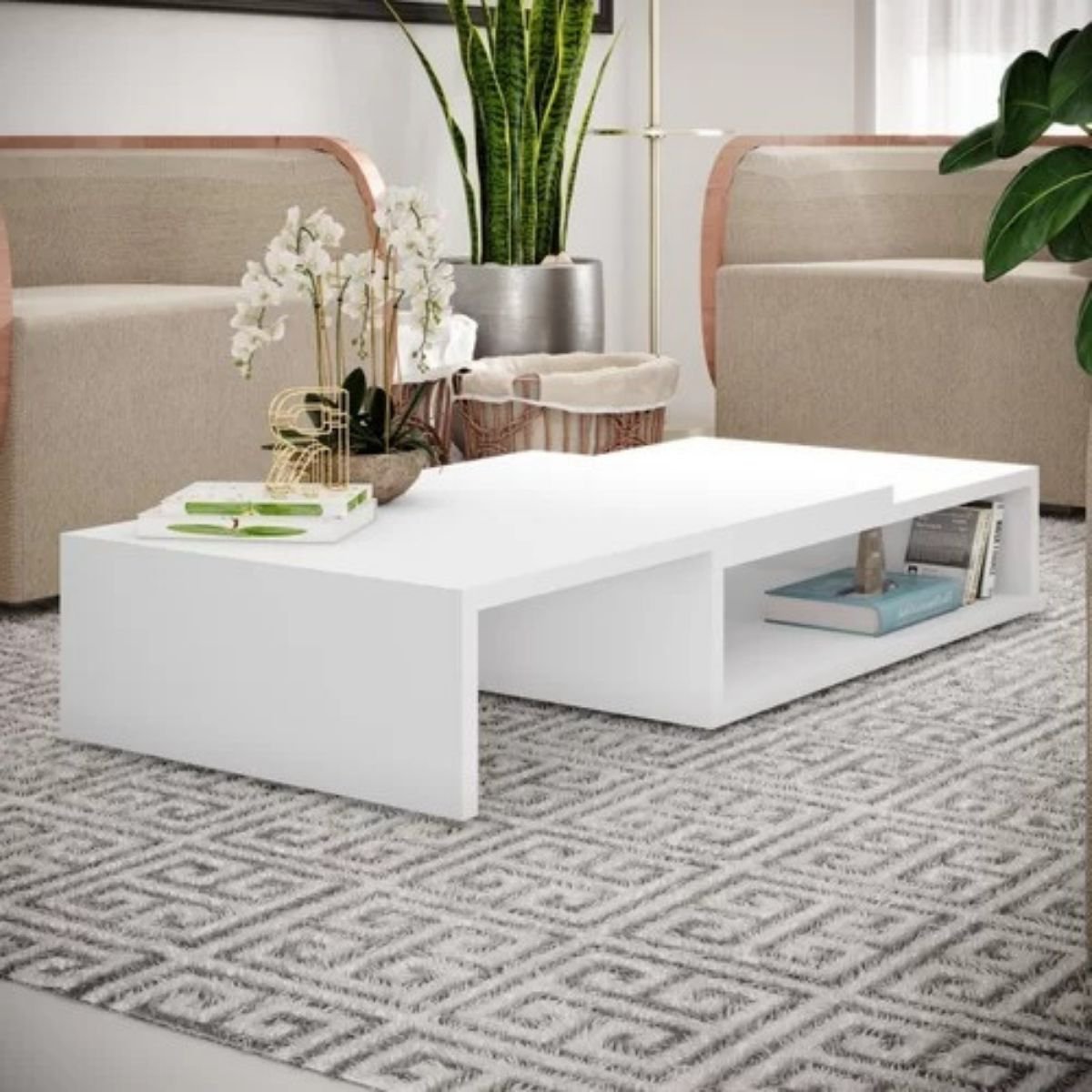Mesa de Centro Retangular MDF Branca - Belliv Decor | MadeiraMadeira