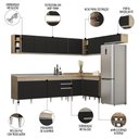 Ver imagem 3 de Armário de Cozinha Modulado de Canto 8 Peças Cp27 com Pia Inox Castanho/preto - Lumil Lumil Móveis