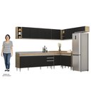 Ver imagem 5 de Armário de Cozinha Modulado de Canto 8 Peças Cp27 com Pia Inox Castanho/preto - Lumil Lumil Móveis