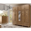 Ver imagem 1 de Quarto de Casal Berlim: Guarda-Roupa 10 Portas c/ Espelho e Cômoda Sapateira Madeira Pinus Imbuia - 