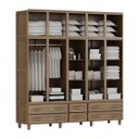 Ver imagem 4 de Quarto de Casal Berlim: Guarda-Roupa 10 Portas c/ Espelho e Cômoda Sapateira Madeira Pinus Imbuia - 