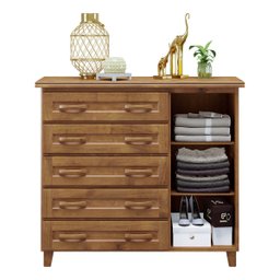 Quarto de Casal Berlim: Guarda-Roupa 10 Portas c/ Espelho e Cômoda Sapateira Madeira Pinus Imbuia -  - 7