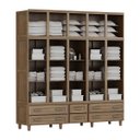 Ver imagem 3 de Quarto de Casal Berlim: Guarda-Roupa 10 Portas c/ Espelho e Cômoda Sapateira Madeira Pinus Imbuia - 