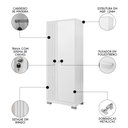 Ver imagem 3 de Guarda Roupa Solteiro 2 Portas com Chave Versus Carvalho Branco/branco - Incorplac