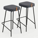 Ver imagem 2 de Kit 02 Banquetas Altas Cozinha e Área Gourmet Vik Estofada Linho Grafite - Abmaza