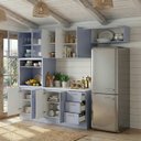 Ver imagem 2 de Cozinha Planejada 5 Peças 2 Aéreo 2 Balcão com Tampo 1 Cristaleira Marselha CabeCasa MadeiraOriginals Azul/Sereno