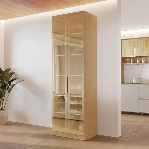 Cristaleira 2 Portas Vidro Reflecta Infinito 70cm com Rodapé 100% MDF