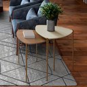 Ver imagem 1 de Conjunto de Mesas Laterais para Sala 54cm 100% Mdf Cor:louro e Luna com Dourado
