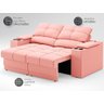 Sofá com Porta Copos e Carregador Usb Retrátil e Reclinável Ringo 1,70m Velosuede Rose - Netsofas - 4
