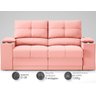 Sofá com Porta Copos e Carregador Usb Retrátil e Reclinável Ringo 1,70m Velosuede Rose - Netsofas - 3