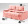 Sofá com Porta Copos e Carregador Usb Retrátil e Reclinável Ringo 1,70m Velosuede Rose - Netsofas - 2