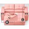 Sofá com Porta Copos e Carregador Usb Retrátil e Reclinável Ringo 1,70m Velosuede Rose - Netsofas - 6