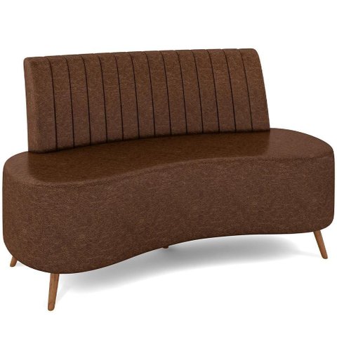 Sofá Chaise Living 2 Lugares 160cm para Sala Cayman K01 Sintético Marrom