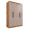 Guarda-roupa Solteiro 4 Portas 3 Gavetas Espanha - Mais Móveis Cinamomo/offwhite - 1
