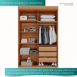 Guarda-roupa Solteiro 4 Portas 3 Gavetas Espanha - Mais Móveis Cinamomo/offwhite - 4