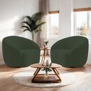 Ver imagem 2 de Kit 02 Poltronas Orgânica Luxo Recepção Amore Linho Verde