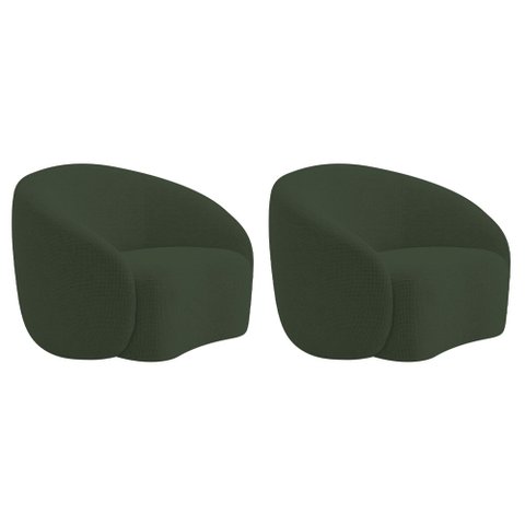 Kit 02 Poltronas Orgânica Luxo Recepção Amore Linho Verde