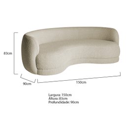 Sofá Curvo 2 Lugares Sala de Estar Recepção Noruega 150cm Bouclé - Doce Sonho Móveis Sala de Estar,h - 3