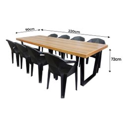 Jogo Mesa Industrial Diamond 2,20m e 8 Cadeiras Área Gourmet Movelaria Leal Mesa de Jantar Estilo In - 4