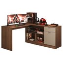 Ver imagem 2 de Escrivaninha em L para Computador Gamer Rustic/Crema Roma Madesa