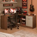 Ver imagem 1 de Escrivaninha em L para Computador Gamer Rustic/Crema Roma Madesa