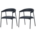 Ver imagem 1 de Kit 2 Cadeiras com Braço Chamonix Olivia Fratini Estofado Pu Preto Base Aço Carbono Preto