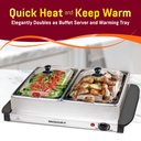 Ver imagem 2 de Elite Gourmet Servidor de Buffet Duplo 2x2.5qt Aço Inox, 5qt com Controle de Temperatura