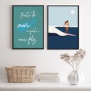 Ver imagem 1 de Kit 2 Quadros Surf Perto do Mar a Gente É Mais Feliz 45x34cm:madeira Branca