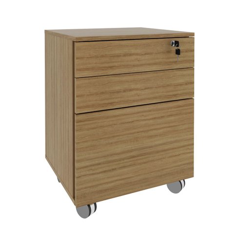 Gaveteiro Arquivo com Chave e Rodízio Branco Tecnomobili Me4148 Cor: Amêndoa