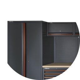 Conjunto Móveis Oficina com Bancada Armário Parede Carrinho Paineis Paineis Ferramenta C45pro/w - 8