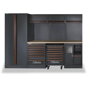 Conjunto Móveis Oficina com Bancada Armário Parede Carrinho Paineis Paineis Ferramenta C45pro/w