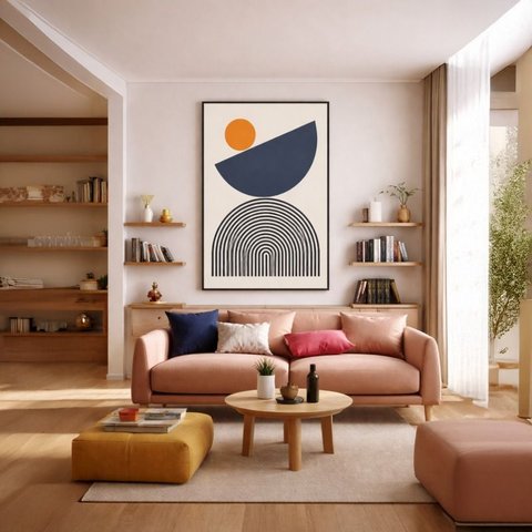 Quadro Canvas Círculos Espiral Cor Azul 90x60cm Mold Preta