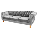 Ver imagem 2 de Sofá Chesterfield Capitonê 3 Lugares Duque 2M Suede Cinza Clássico Sala Recepção Barbearia
