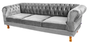 Ver imagem 2 de Sofá Chesterfield Capitonê 3 Lugares Duque 2M Suede Cinza Clássico Sala Recepção Barbearia