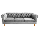 Ver imagem 1 de Sofá Chesterfield Capitonê 3 Lugares Duque 2M Suede Cinza Clássico Sala Recepção Barbearia