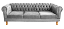 Ver imagem 1 de Sofá Chesterfield Capitonê 3 Lugares Duque 2M Suede Cinza Clássico Sala Recepção Barbearia