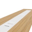 Ver imagem 5 de Mesa de Reunião Corporativa 480cm para 8 Pessoas com Caixa de Tomadas Corporate Marrom/Macadâmia/Branco