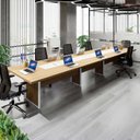 Ver imagem 2 de Mesa de Reunião Corporativa 480cm para 8 Pessoas com Caixa de Tomadas Corporate Marrom/Macadâmia/Branco