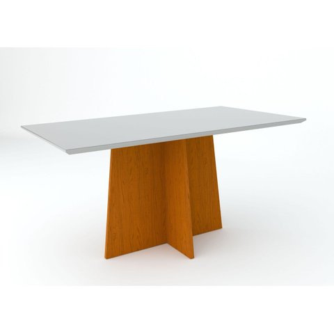 Conjunto Mesa Ana 160cm com 6 Cadeiras Isabela - Ipê / Off White / Vl07