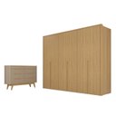 Ver imagem 3 de Conjunto Guarda-Roupa Casal 6 Portas 6 Gavetas Cômoda 8 Gavetas com Tampo MDF Lizz Marrom/Hanover