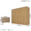 Ver imagem 4 de Conjunto Guarda-Roupa Casal 6 Portas 6 Gavetas Cômoda 8 Gavetas com Tampo MDF Lizz Marrom/Hanover