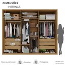 Ver imagem 5 de Conjunto Guarda-Roupa Casal 6 Portas 6 Gavetas Cômoda 8 Gavetas com Tampo MDF Lizz Marrom/Hanover